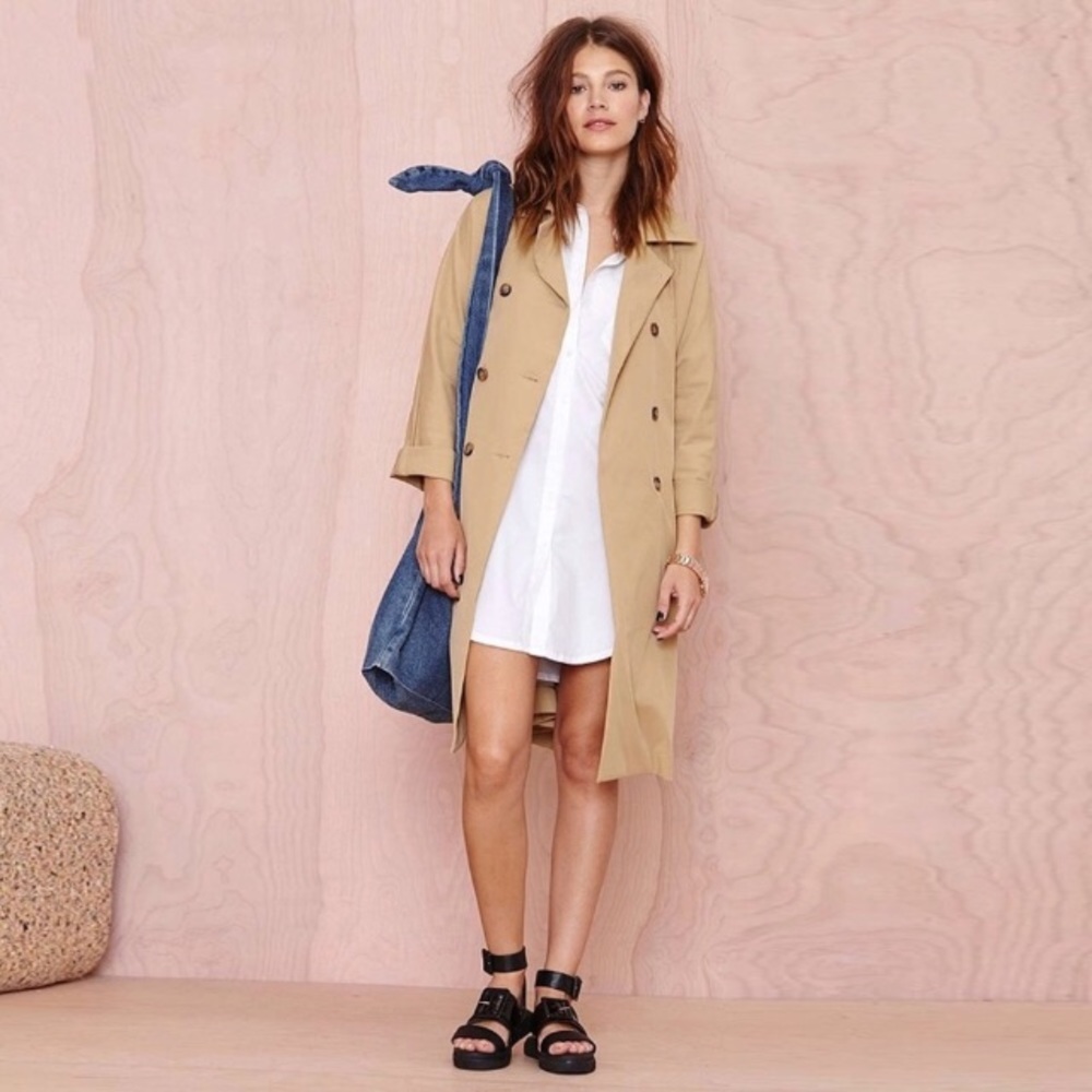 Button Front Boyfriend Fit Roll Sleeve Shirt Dress - Picture 2 of 4